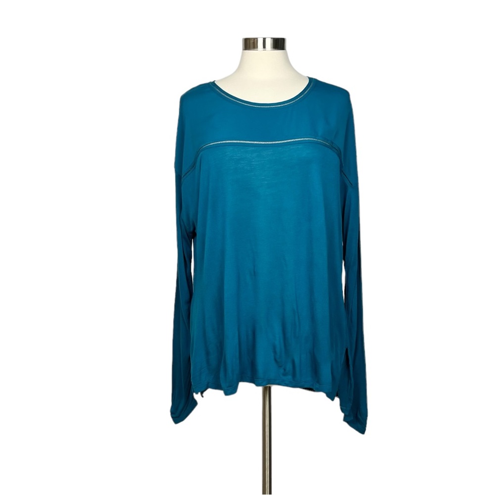 Old Navy Mixed Material Blue Top with Crochet Detail